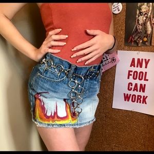 Handpainted vintage denim: Flames by EmersonGenes